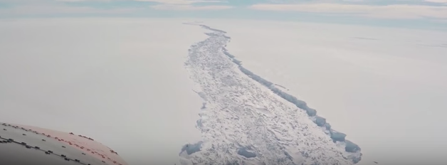 Aerial video of the crack in the Larsen C Ice Shelf, as seen during the Antarctic summer of 2016-17.